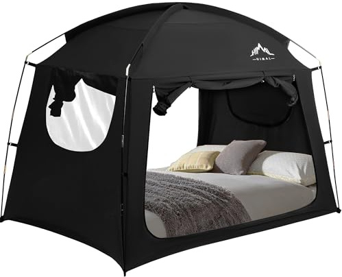 uniHimal Bed Tent for Adult and Kids,Indoor Portable Light Reducing Twin Size Canopy Tents Breathable Lightweight Private Space for Bed(Black)