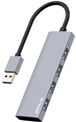ANYPLUS Hub USB 3.0 en Alliage d'aluminium Ultra Fin, répartiteur USB Portable à 4 Ports, hub USB pour Ordinateur Portable, PC, MacBook, iMac, Surface Pro, Mac Pro, clé USB, XPS Gris