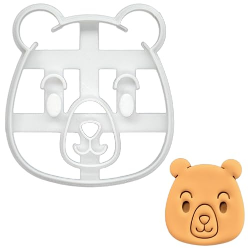 BAKERLOGY Baby Bear Face Cookie Cutter - Detailed Biscuit Cutter Design for Baking and Crafts, Ideal on Fondant, Dough, Clay