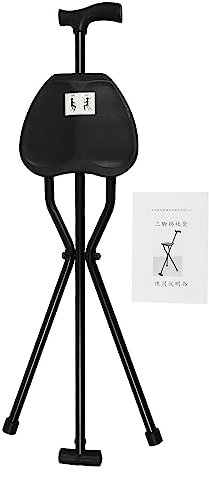 ACROSSPART Portable Folding Seat Cane Tripod Stool Walking Stick with Seat Folding Cane Chair Elderly Aid Portable Chair Walking Stick withSeat 2-in-1 Cane Stool Elderly Chair