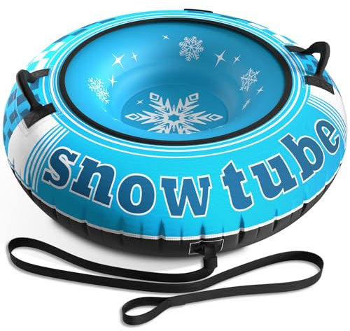 Jasonwell Inflatable Snow Tube Sled - 48 Heavy Duty Snow Tubes for Sledding with Premium Canvas Cover for Kids Adults Snow Toy Fun Winter Outdoor Toys Christmas Birthday Gift for Boys Girls Children