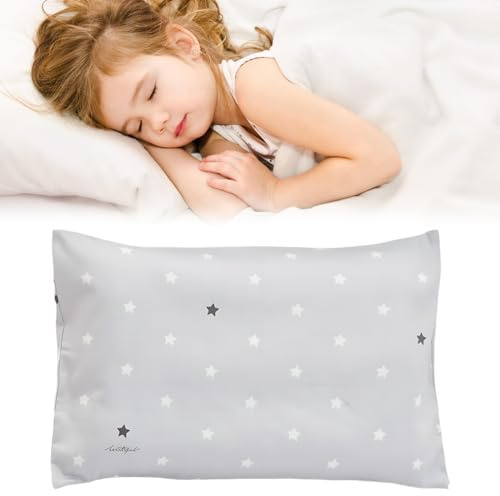 Funda de Almohada para Bebé,Fundas de Almohada Tipo Sobre,40cm x 60cm Funda de Almohada de Viaje Suave y Transpirable,Almohada Infantil,Lavables a Máquina (Estrella Gris)