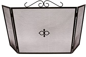 Faltbares Feuergitter in elegantem Schwarz, Maße 111 x 0,8 x 60,5 cm. Ideal, um Ihren Raum frei von Funken zu halten und eine sichere und komfortable Umgebung zu gewährleisten.