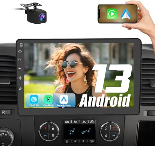 Junsun Car Radio Stereo for Chevy Chevrolet Silverado 2007 2008 2009 2010 2011 2012 2013 GMC Sierra Yukon with Wireless CarPlay Android Auto Bluetooth Backup Camera