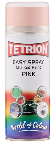 Tetrion Easy Spray Chalk Effect Pink 400ml – Acrylic-Based Spray Paint for Matte Finish on Various Surfaces, Ideal for DIY & Craft Projects