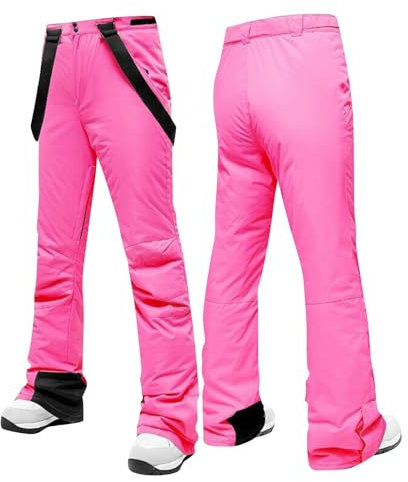 Skihose Damen Wasserdicht Hosenträger High Waist Snowboardhose Damen Cargo Baggy Warm Schneehose Damen Winter Ski Atmungsaktiv Träger Outdoor Thermo Skihosen für Frauen Lang Mit Trägern Dicke