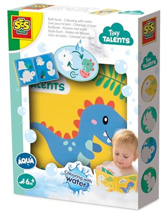 SES Creative 13215 Livre à Colorier avec de l'eau - Dinosaures - Jeu Créatif pour Enfants dès 6 Mois - Coloriez des Pages imperméables avec de l'eau, Bleu