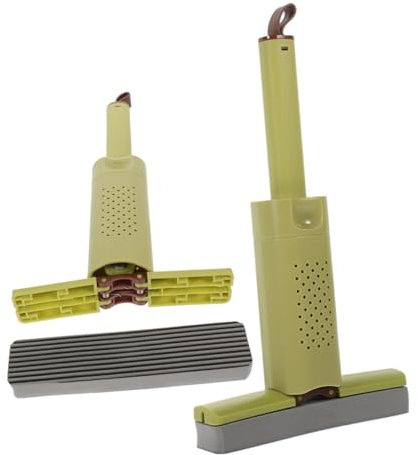 Baluue 2piezas Mini Fregona Portátil Absorbente para Baño Cocina Oficina Limpieza De Paredes Azulejos Suelos Fácil Uso Mano