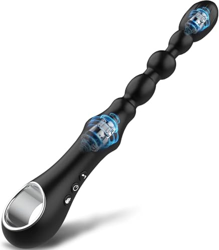 Vibrating Anal Beads Sex Toys, Heating Anal Vibrators Prostate Massager Silicone Butt Plug, Waterproof Rechargeable G-spot Anal Sex Toys for Men Women Couples with 7 Vibration Modes