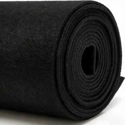 DIY Filz stoff 40cm x 250cm - 3mm Stärke Bastelfilz in Einzelfarben – Filzstoff meterware Für Autoteppiche, Weihnachtsmärkte & Riesenprojekte,filzmatte-schwarze