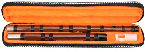 Autentica Chiave di Flauto di bambù D con Intricate Incisioni di Poesie Cinesi per Principianti Realizzati in bambù Amaro di 8 Anni e Giunti in Ottone, Inclusi Accessori Kit di Flauto e