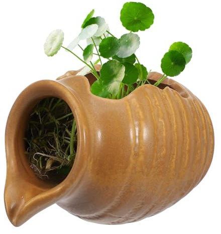 TOYANDONA Gartendeko Keramik Brunnenkrug Mit Zirkulierendem Wasserfall Für Innen Und Außen Hydroponische Vase 4.88X3.86X3.54 Zoll Natürlicher Wasserfluss Gartenspringbrunnen