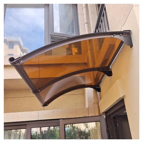 ZHENGQIAN Marquise de Porte d’Entrée,Marquise de terrasse,auvent de terrasse,Polycarbonate,Intempéries,Résistant Aux Chocs 300 Kg,Design Moderne,Installation Facile(120x240cm/47x95in)