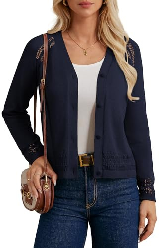 GRACE KARIN Cardigan Ladies Wedding Light Cardigan Vintage Party Bolero Casual M Dark Blue -4