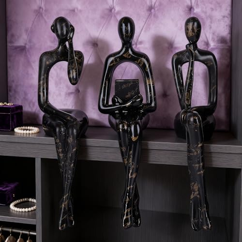 XYQXYQ Kunstharz-Graffiti, Heimdekoration, Denker-Statue, Akzente, Set mit 3 Denker-Skulpturen, Bürodekoration, moderne abstrakte Harzdekoration auf Regal, Tisch, Schreibtisch für Wohnzimmer, Büro
