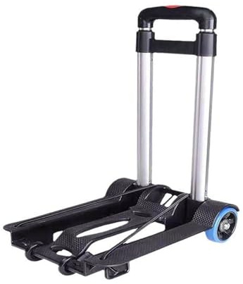 JT-HLM Kleiner faltbarer Sackkarre mit 2 Rädern, verstellbarer Griff, faltbarer Gepäckwagen, Aluminium, zusammenklappbarer Trolley, tragbarer Rollwagen für Umzug, Flughafen, Reiselager