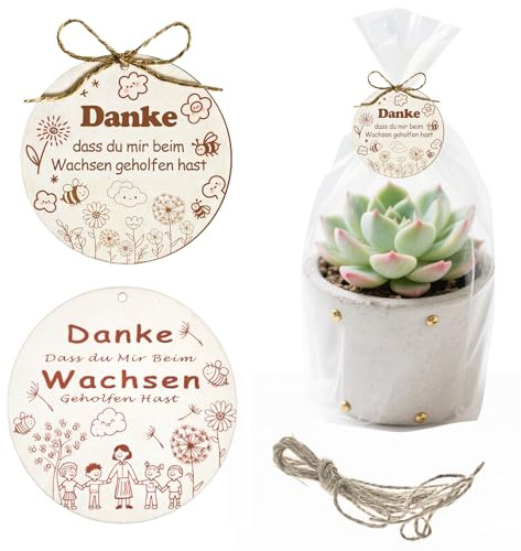 8 Stück Holzanhänger Geschenkanhänger Danke Dass Du Mir Beim Wachsen Geholfen Hast Holzdekoration Blumentopf Geschenk Dekoration, Danke Geschenke Abschiedsgeschenke für Erzieher Lehrer