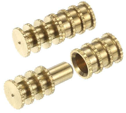 PATIKIL Table Leaf Dowel Pin 7.5x20mm, 10 Pack Brass Table Bolt Sleeve Connectors Top Leaf Alignment Pins for Furniture Desk, Golden