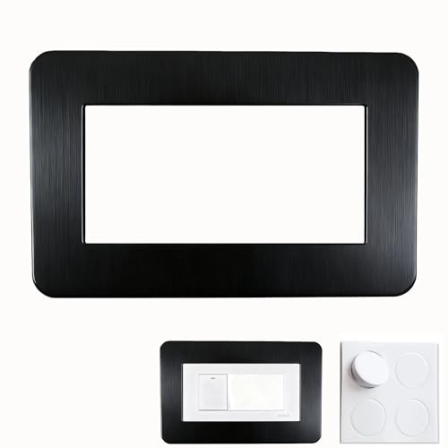 Double Socket Surround, Socket Surround, Light Switch Surround Black, DWUENT Black Double Light Switch Cover Plate, Acrylic Decorative Frame for Home Decoration (17.3 x 9cm)