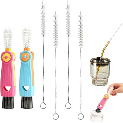 Straw Cleaner Kit, Gap Cleaning Brush, Silicone Bottle Brush, Cup Cleaner | 17cm Reusable Straw Cleaners Crevice Cleaning Brush Silicone Straw Cleaner for Home Bar Office, Bottle Cleaner Brush(6Pcs)