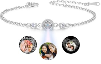 Zysta Projektion Armband Foto Personalisiert Armband mit Bild im Stein Armkette Geschenk für Damen Mädchen