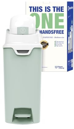 DIAPER CHAMP ONE Medium Handsfree mit Pedal - Windeleimer - geruchsdicht - berührungslose Bedienung - OHNE Nachfüllkassetten - für normale Müllbeutel - für ca. 45-50 Windeln (mint)