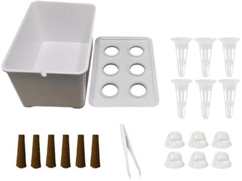 FUBESK Kit de culture hydroponique d'intérieur avec système d'auto-arrosage pour jardin d'herbes aromatiques avec pots de plantation, blanc