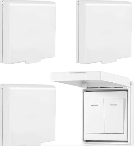 6 unidades de cubierta para interruptor de luz, protección infantil, tapa de enchufe, impermeable y resistente a la lluvia, color blanco para el exterior para baños, jardines y cocinas