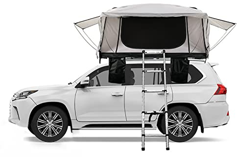 Hard Shell Roof Tent for Camping with Ladder and Solar Emergency Light, Waterproof Sunroof Tent for Overland SUV, Truck, Vans