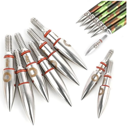 HNZMDY 12 Stück Bogenschießen Pfeilspitze Pfeilzielfeld Punkte 100 Grain 6.2mm Einschraubpfeilspitzen Zielübungspfeilspitze für Compoundbogen Recurvebogen