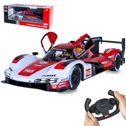 JAMARA 402261 Porsche 963 LMDH 1:14 rot 2,4GHz - Lizenziertes ferngesteuertes RC Auto mit manueller Tür, Modellauto Spielzeugauto für Kinder