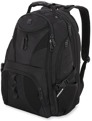 SWISSGEAR 1900 ScanSmart TSA Laptop Backpack Fits 17 Inch Laptop with RFID Protection and Tablet Pocket, Black/Black, 19-Inch