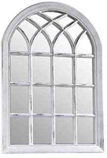 Gicos Specchio in plastica ovale arco 51 * 3 * 71 cm da parete terra bianco shabby chic CJH-774843