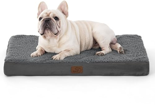 BEDSURE Orthopädisches Hundebett Kleine Hunde waschbar, 76x51cm dunkelgrau | Egg-Crate Schaumstoff Komfort Unterstützung Hundematte, Rutschfeste Unterseite, Abnehmbare Hülle, Für Kleine Hunde