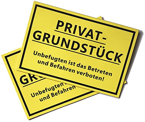2 x Privatgrundstrück Schilder - Unbefugten ist das Betreten und Befahren verboten! - Warnschilder von Beyond Dreams - 20 x 30 cm - gelb - 3 mm PVC Hartschaumplatte - Privatweg - Hinweisschild (2)