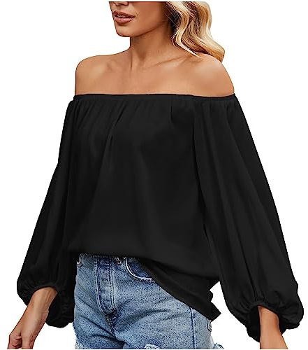 Blusas de Gasa para Mujer con Hombros Descubiertos - Manga Larga - Primavera/Otoño