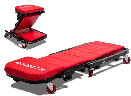 BOUDECH Slug - Carrello sotto Auto e Sgabello Regolabile per Meccanico da Officina 2 in 1