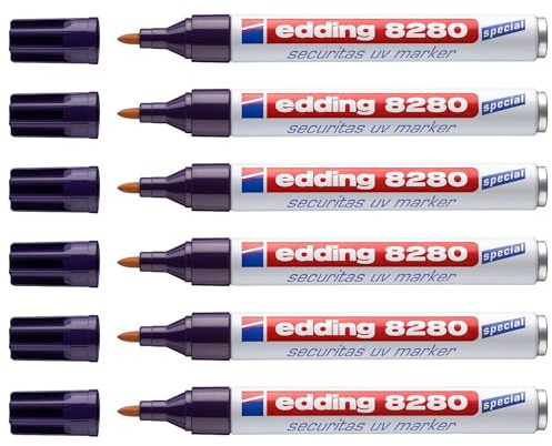 EDDING 6 x Securitas UV Marker 8280 Farblos (lichtecht) 1,5-3 mm