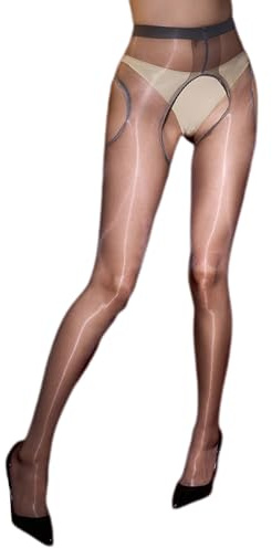 BESYFAY Damen Sexy Ultradünne Öl Glänzend Strumpfhosen Öffne Schritt Nylon Strumpfhose