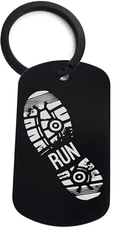 Lauthings Porte-clés en acier pour course à pied, fitness, plaque d'identité, Noir , taille unique