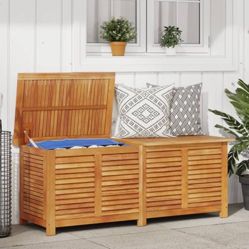 AJJHUUKI Möbelstück-Garten Aufbewahrungsbox mit Lamelle 150x50x56cm Massivholz Akazie