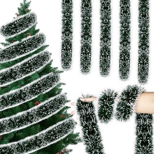 Ghirlanda Natalizia, 10M Ghirlande Natalizie Verde, Festone Natalizio, Decorazioni Natalizie Ghirlanda, Ghirlanda Albero di Natale, Addobbi Natalizi per la Casa Esterni Interni per Scale Camino Porta