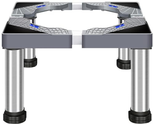 Soporte Lavadora con 4 Pies, Base Ajustable para Lavadora, Ancho Ajustable 40-60cm, Altura 18-21cm, Base Ajustable Multifuncional para Frigorífico, Lavadora, Electrodomésticos, Gris
