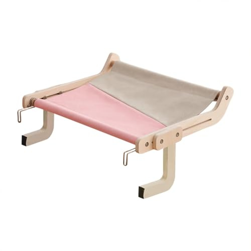 Asiento de ventana para gatos - Cama hamaca para ventana para gatos - Tipo sin ventosa, no requiere taladro, capacidad de carga de 40 lb, percha para gatos con ventana de marco de madera resistente