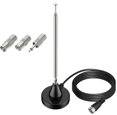 Laroal Antenna Radio Dab FM Antenna telescopica Digitale Interna Cavo da 3 m con 3 adattatori per Ricevitore Audio Video AV HiFi Home Theater