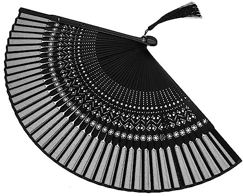 Alipis 2pcs Classical Style Round Folding Fans Handheld Decorative Portable Hand for Home Photo Prop Tassel Pendant