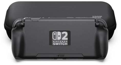 Savage Raven by Skull & Co. StandGrip Bundle for Nintendo Switch 2: Protective Case with Textured Grips Full Protection, Shock-Absorption Non-Slip and Anti-Scratch Cover (with Carrying Case)- Black