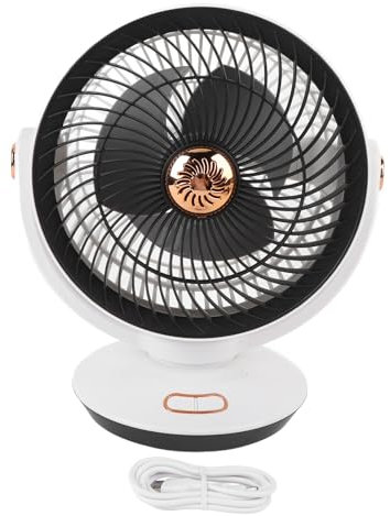 Ventilateur de table ultra silencieux, Oscillation Auto Oscillation Air Circulatrice Portable Ventilateur Turbo Ventilateur de bureau RECHARGable 4 Vitesses Small Wall Van pour la