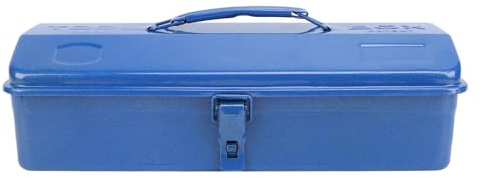 KKPLZZ Blue Toolbox, Compact Portable Metal Tool Storage Organizer with Sturdy Structure for Workshop Garage Car Job Site (350 Toolbox)