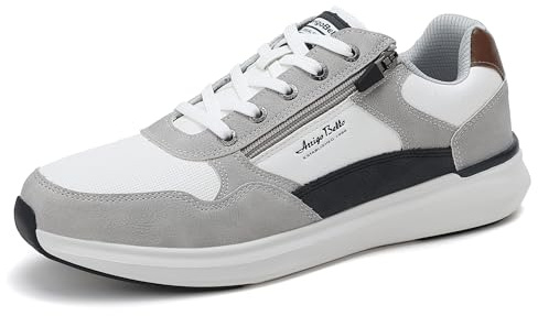 ARRIGO BELLO Zapatos para Hombre Vestir Sneakers Deportivas Deportivos Senderismo Zapatillas Correr Ligeras Exteriores Cómodas Tallas 41-46(Blanco grisáceo,Numeric_42)